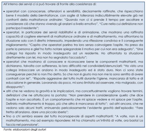  Maltraitance ordinaire e maltrattamenti: diverse sensibilità