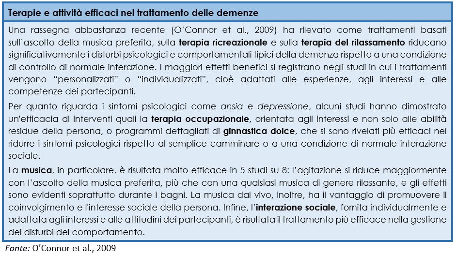 Terapie e attività efficaci nel trattamento delle demenze