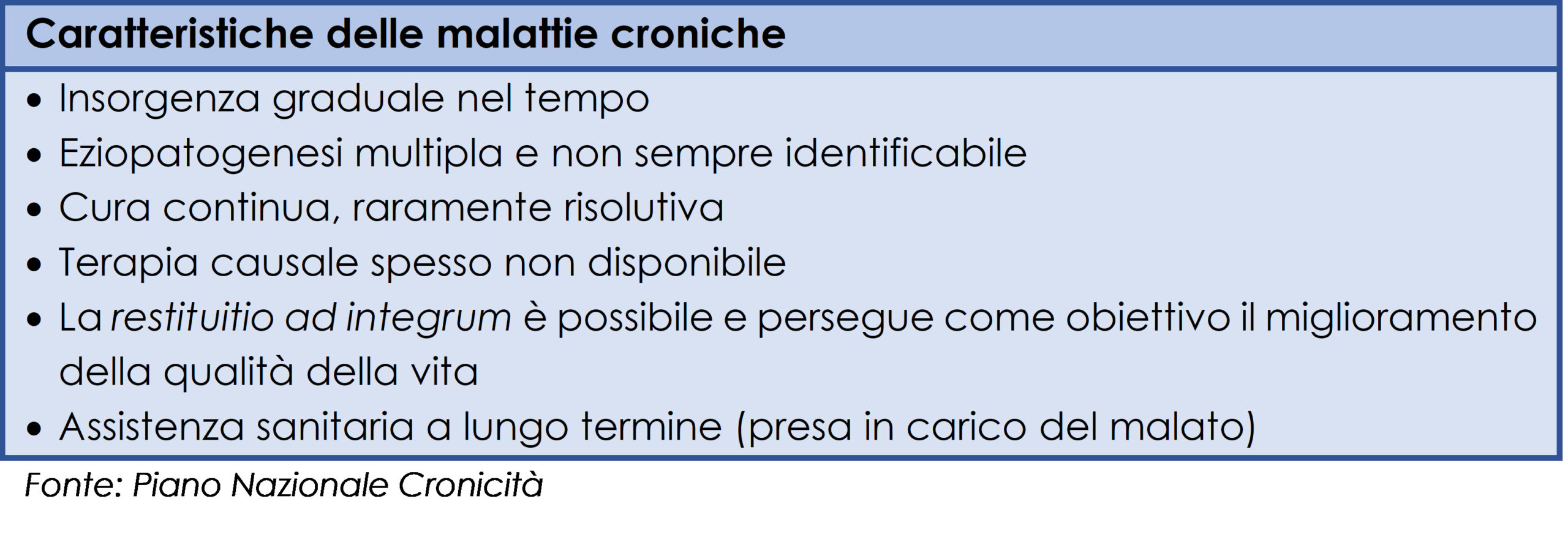 Caratteristiche delle malattie croniche