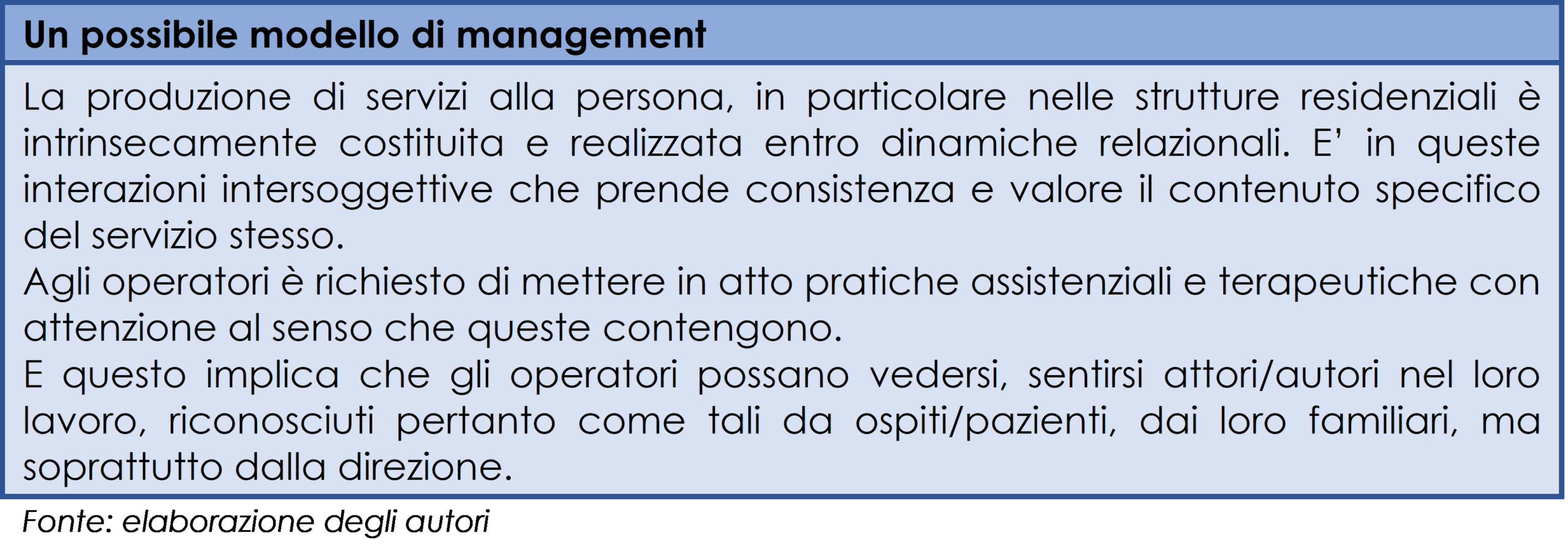 Un possibile modello di management