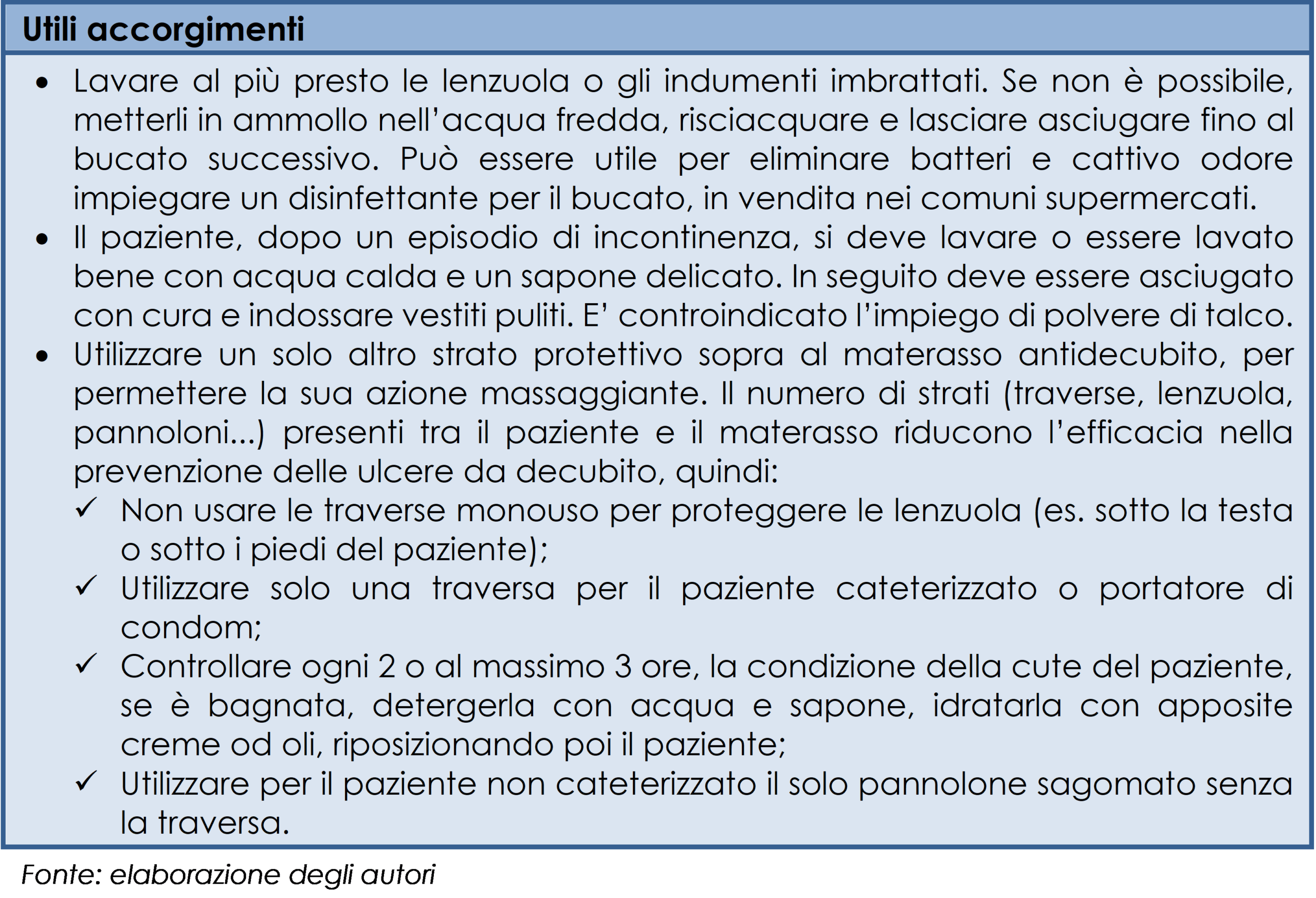 Accorgimenti per la gestione dell’incontinenza urinaria