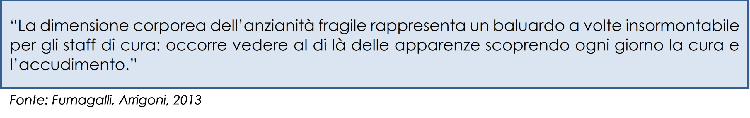 La dimensione corporea dell’anziano fragile