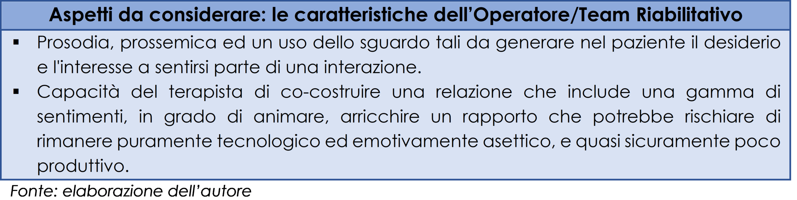Aspetti da tenere in considerazione per la definizione del progetto riabilitativo individuale del paziente con disabilità motoria e declino cognitivo: le caratteristiche dell’Operatore/Team Riabilitativo