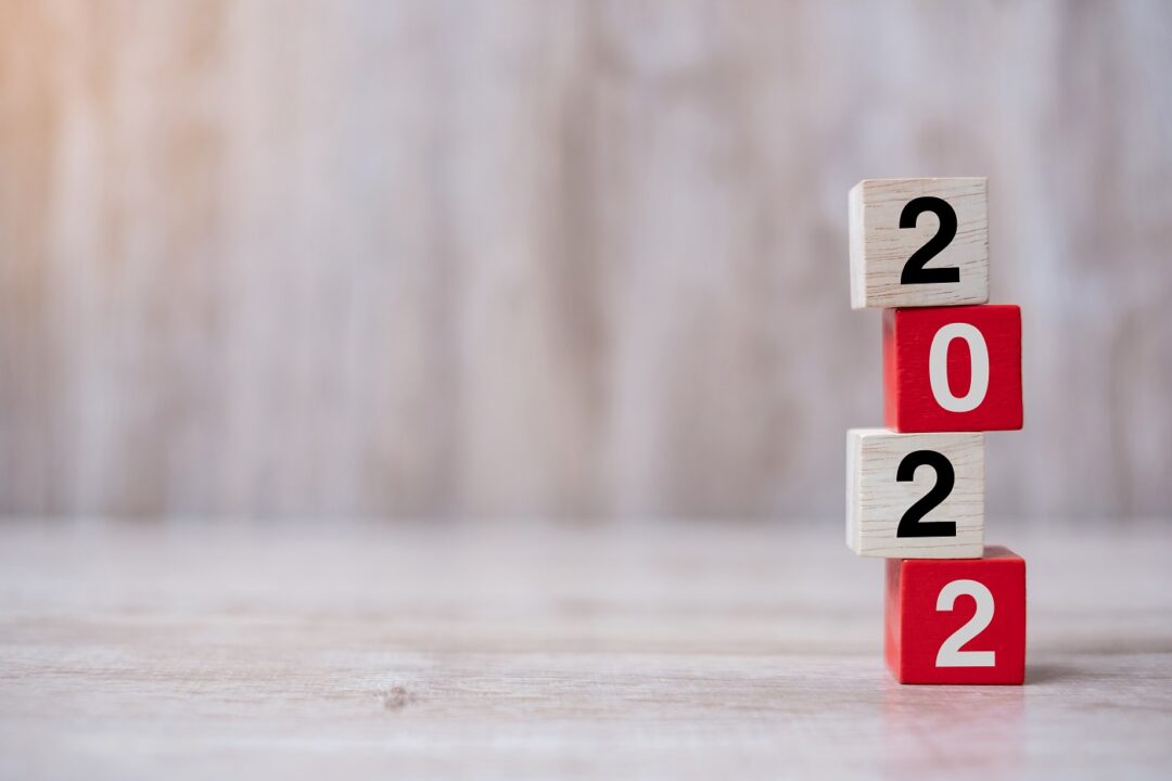 2022 Wooden Cube Block On Table Background. Resolution, Strategy