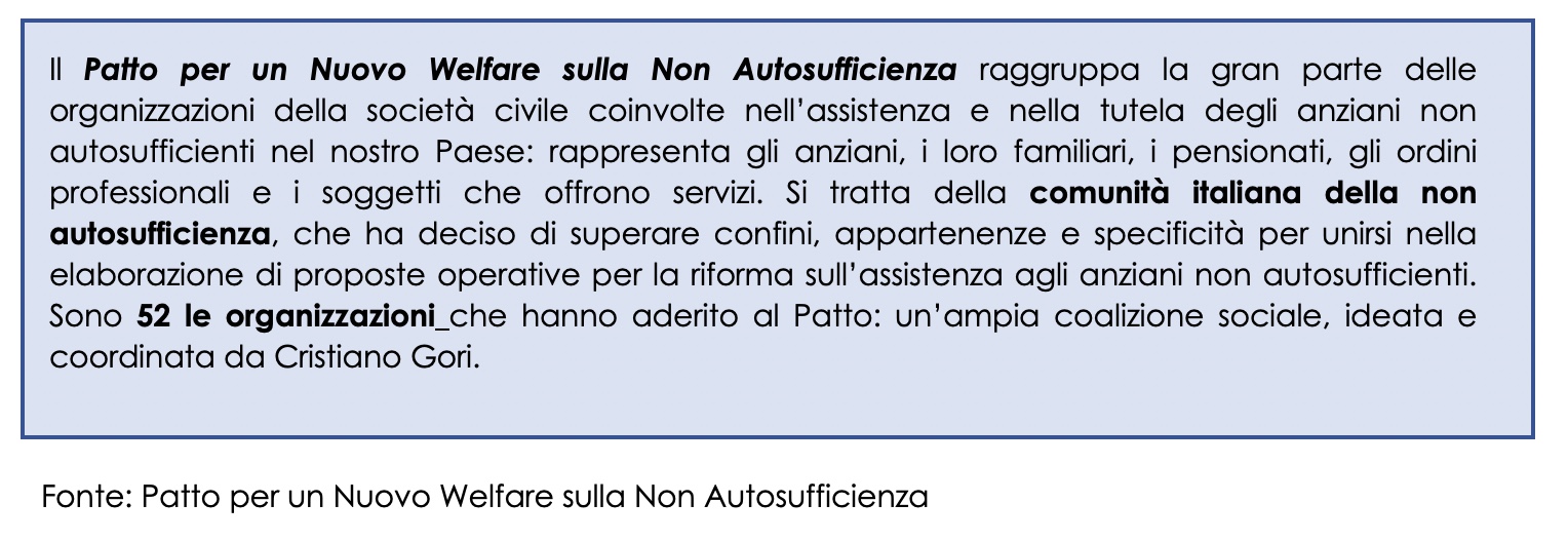 Box 1- Il Patto per un Nuovo Welfare sulla Non Autosufficienza