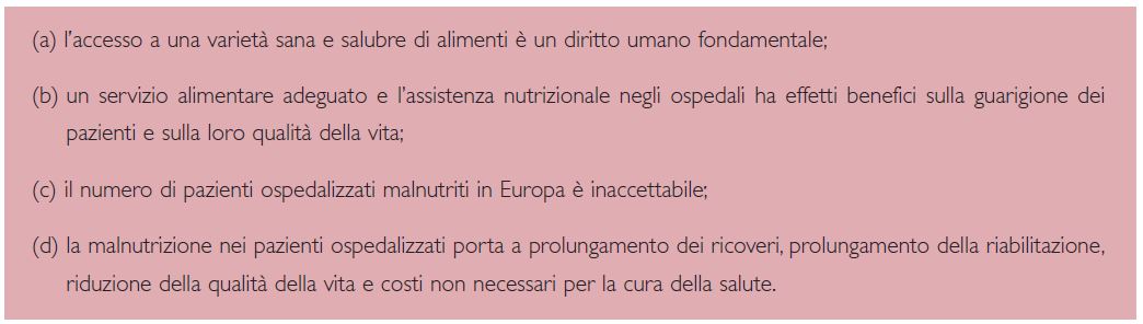 Razionale dell’iniziativa del Comitato dei Ministri del Consiglio d’Europa sull’alimentazione e l’assistenza nutrizionale.