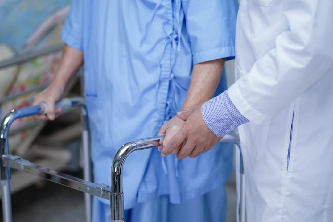 Doctor Help Asian Senior Or Elderly Old Lady Woman Patient Walk With Walker At Nursing Hospital Ward 3