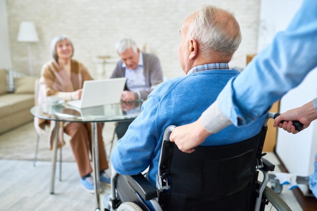 Elderly People Using Laptop Nursing Home