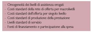 Criteri base per i Costi Standard in Sanit&agrave;.