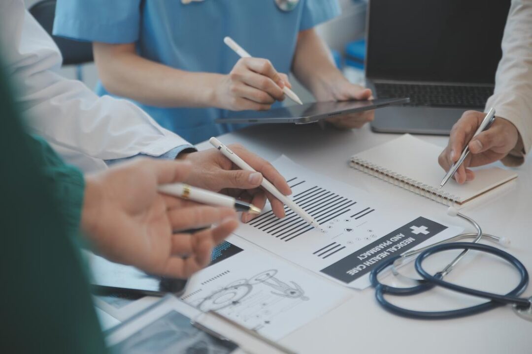 International Team Professional Doctors Having Meeting Conference Room Modern Hospital Healthcare Medical Development Concept