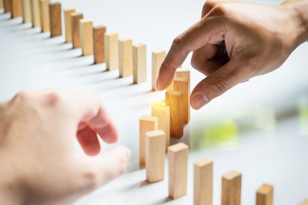 Place A Wooden Block Lines Business Team Solving A Problem 1
