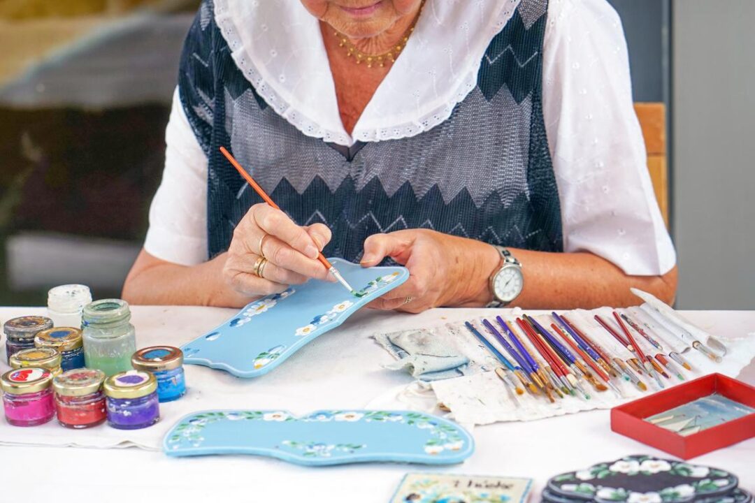 Senior Female Artist Painting Picture Studio