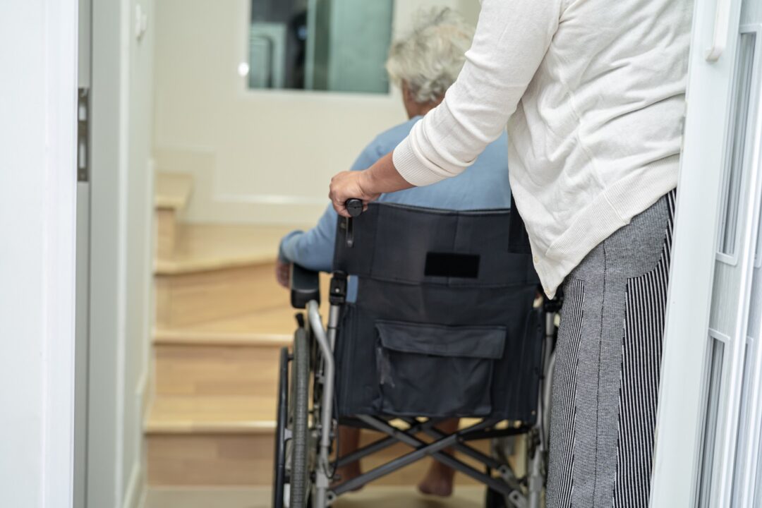 Caregiver Help Asian Or Elderly Old Woman Sitting Wheelchair Sup
